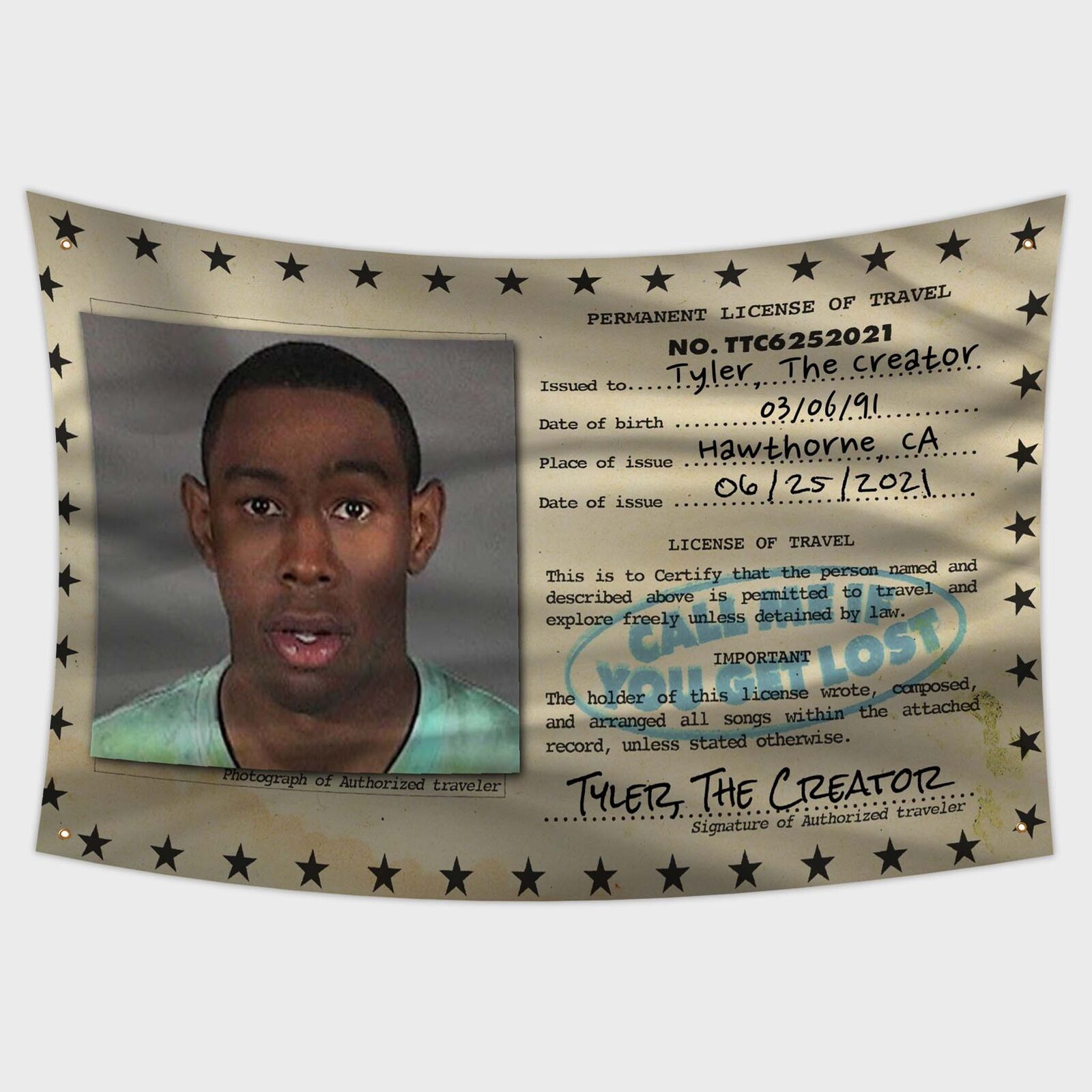 Tyler The Creator ID Flag yler 3x5ft College Dorm Room Tapestry