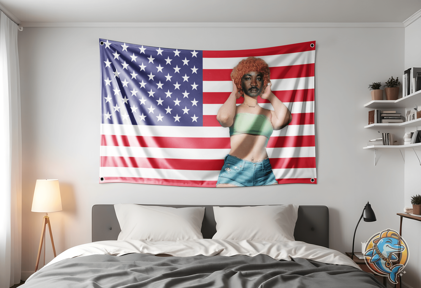 Ice Spice & Martin Luther King Funny Meme College Dorm Room Flag Tapestry For