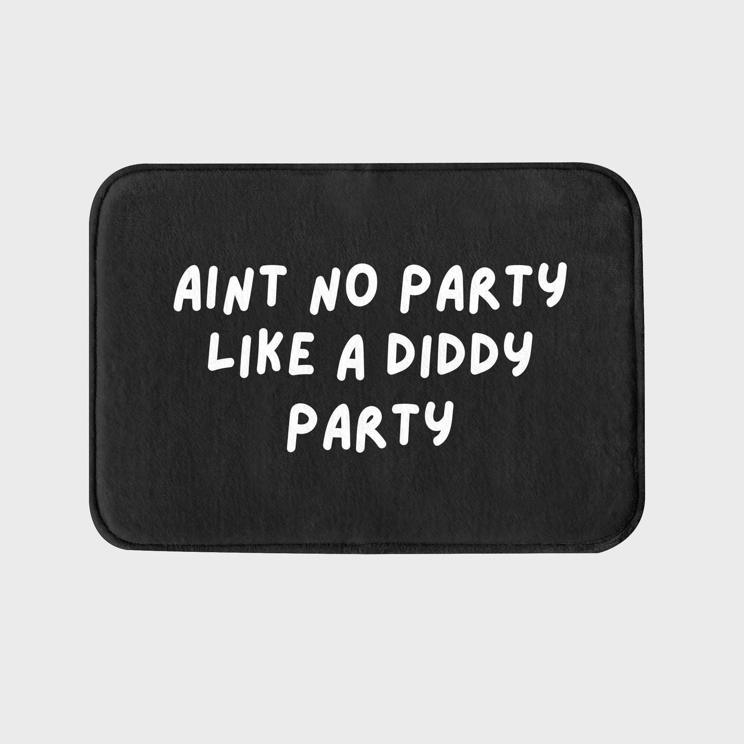 P Dddy Party Rug | Black with White text