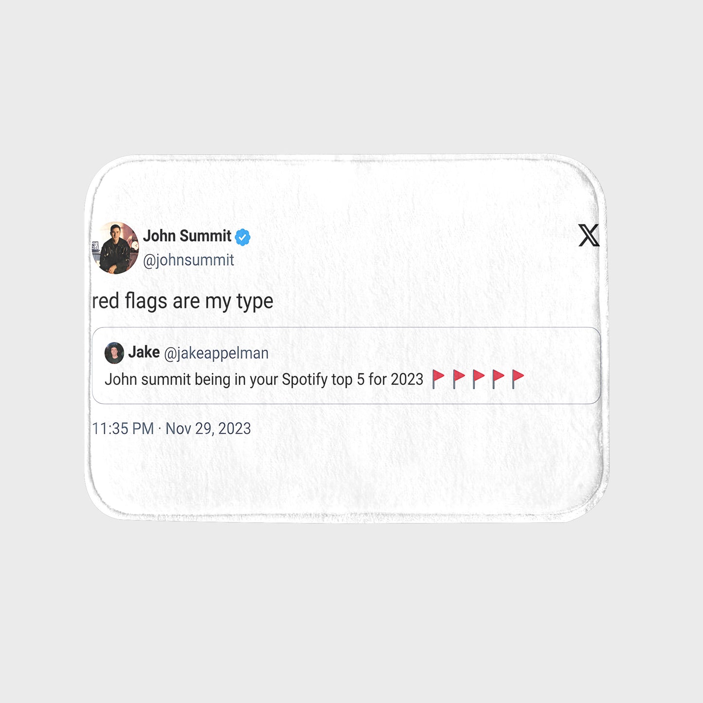 John Summit Tweet Rug – "Red Flags Are My Type"