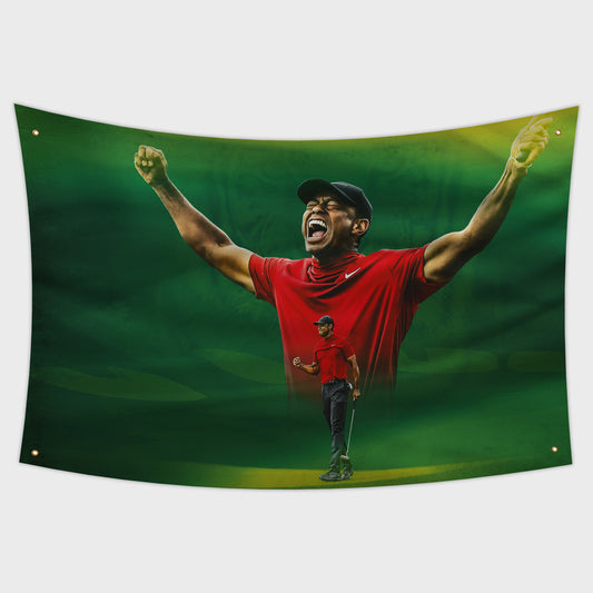 Tiger Woods Victory Flag | Golfing Masters Tapestry