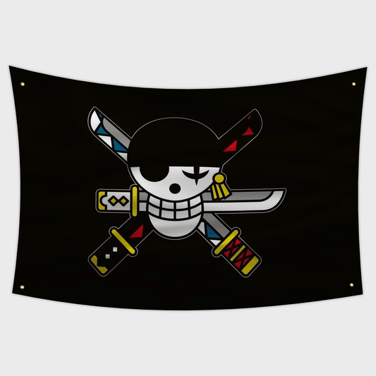 Zoro Jolly Roger Flag 3x5ft One Piece  Anime Flag Tapestry