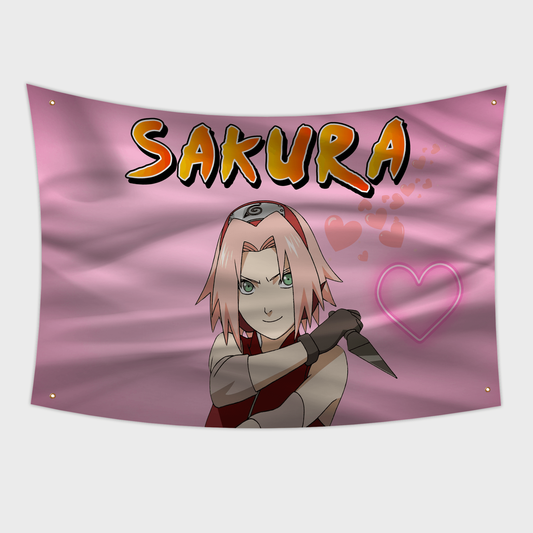 Sakura Haruno: Premium Naruto Flag – 3x5 ft 3x5ft Anime Flag Tapestry