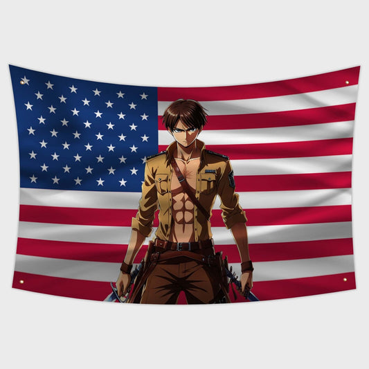 Attack on Titan Flag | Eren Yeager Flag | 3x5ft Anime Flag Tapestry