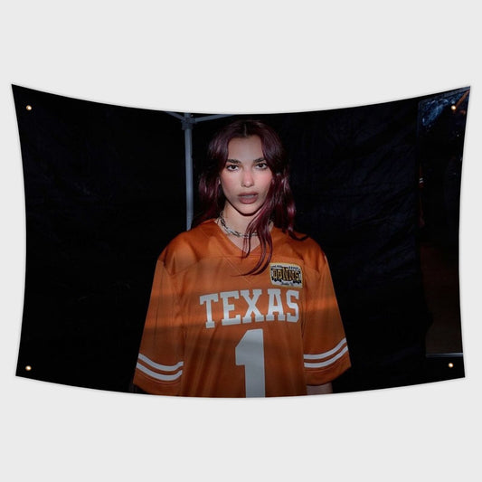 Dua Lipa Texas Longhorns Jersey Flag  Hot Sexy Tapestry 3x5ft For Dorm Rooms