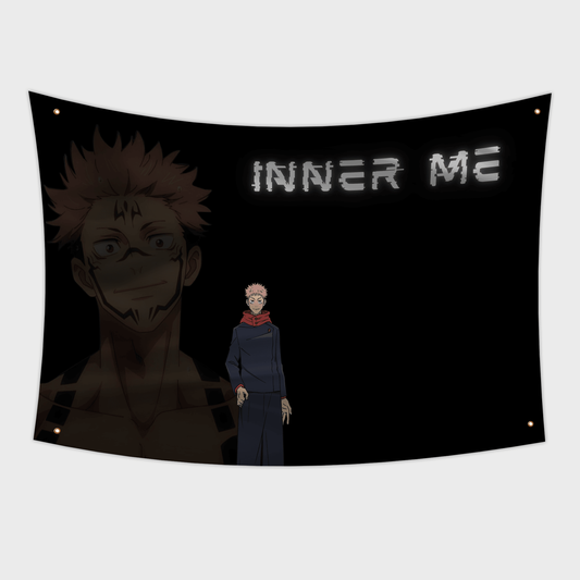 Jututsu Kaisen Flag | Itadori & Sukuna "Inner Me" Flag 3x5ft Anime Flag Tapestry