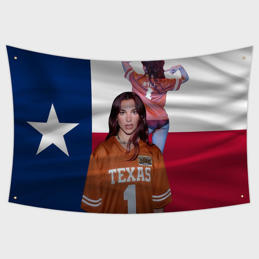  Dua Lipa Mirrored Texas Flag  Hot Sexy Tapestry 3x5ft For Dorm Rooms