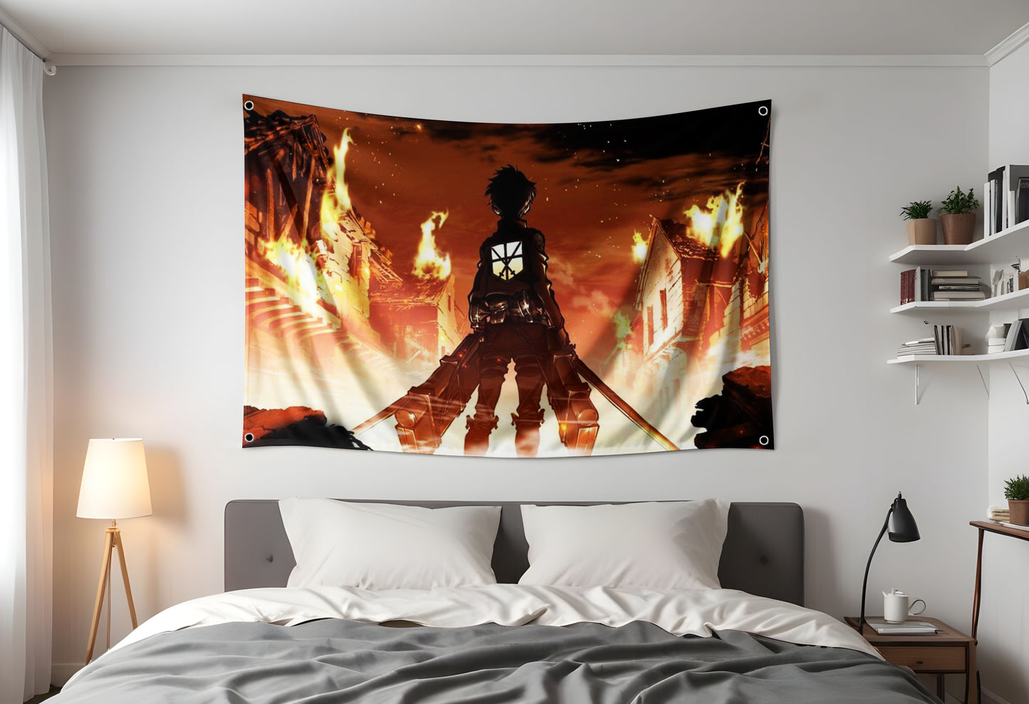 Attack on Titan Flag Hung up in dorm room