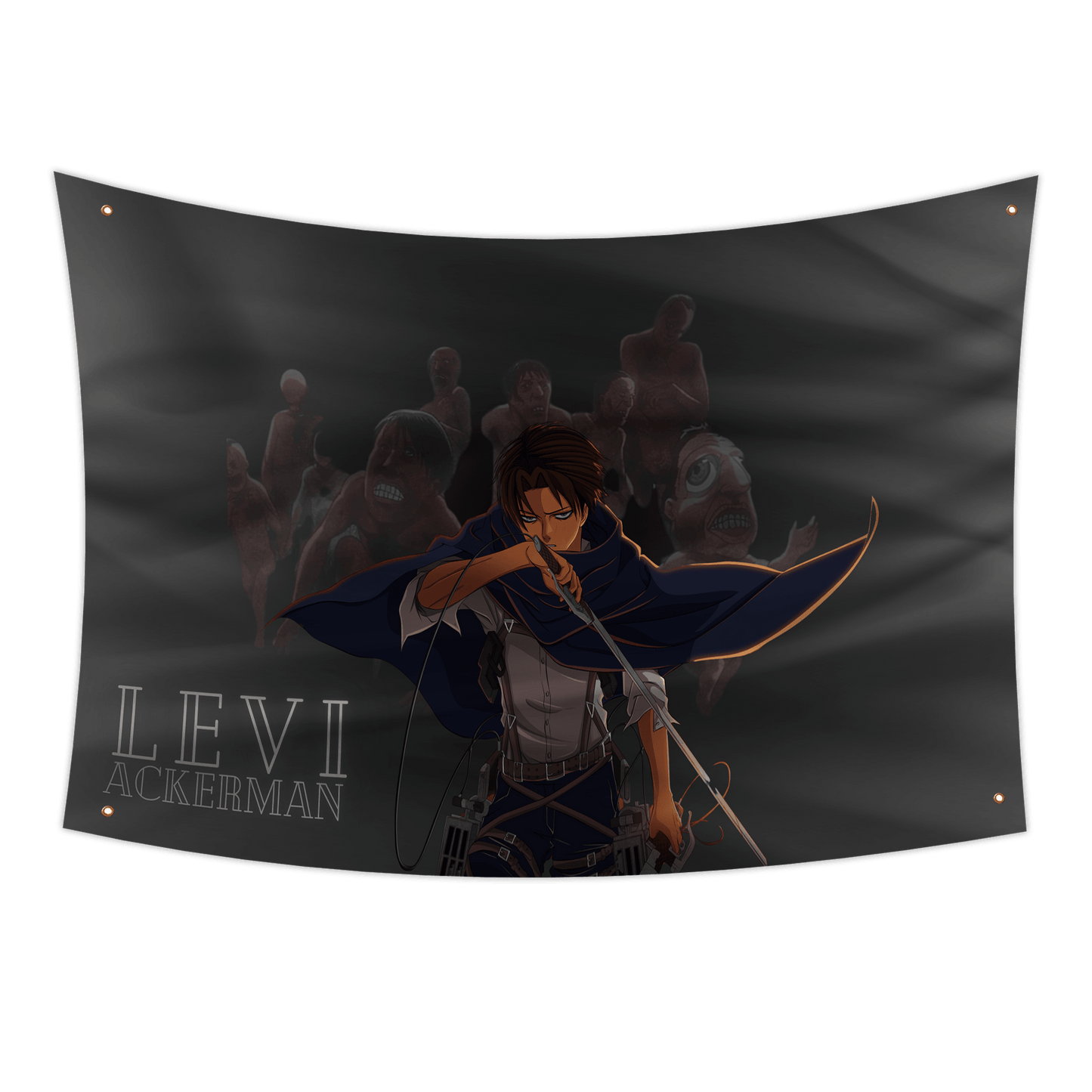  Attack on Titan Flag  Levi Ackerman , Showcased on our 3x5ft flag mockup.