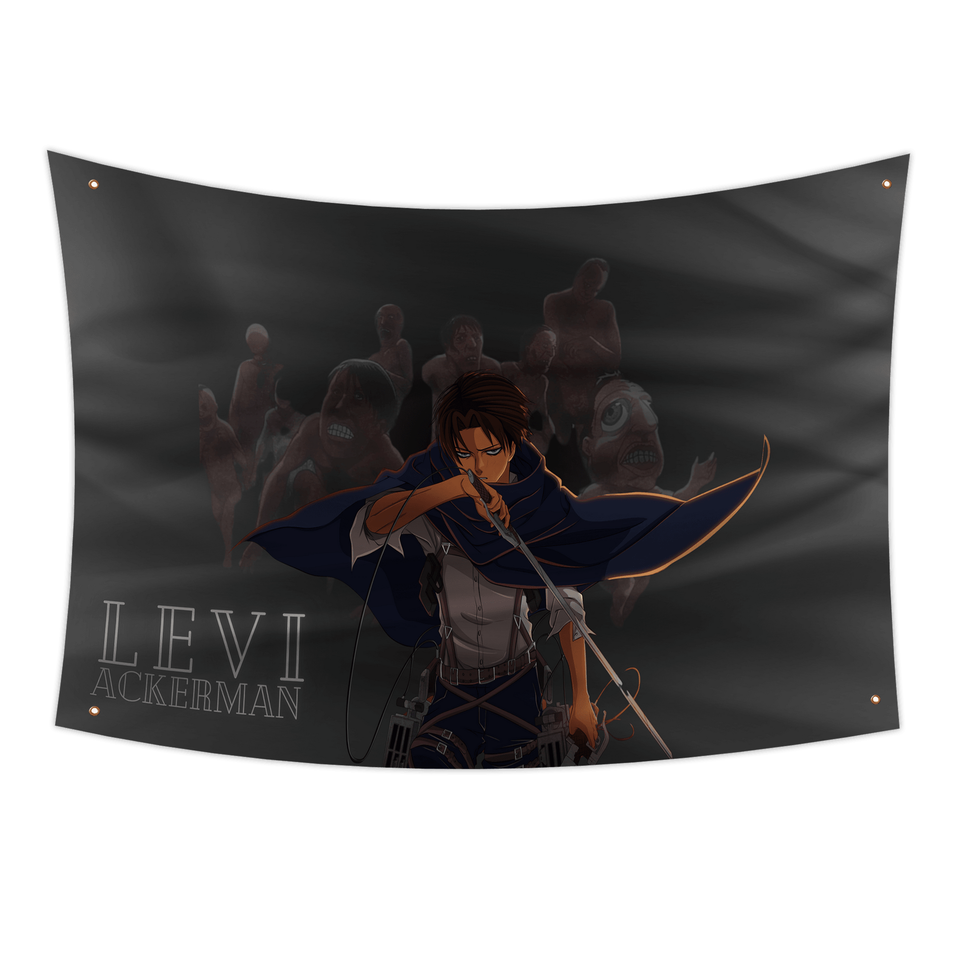  Attack on Titan Flag  Levi Ackerman , Showcased on our 3x5ft flag mockup.