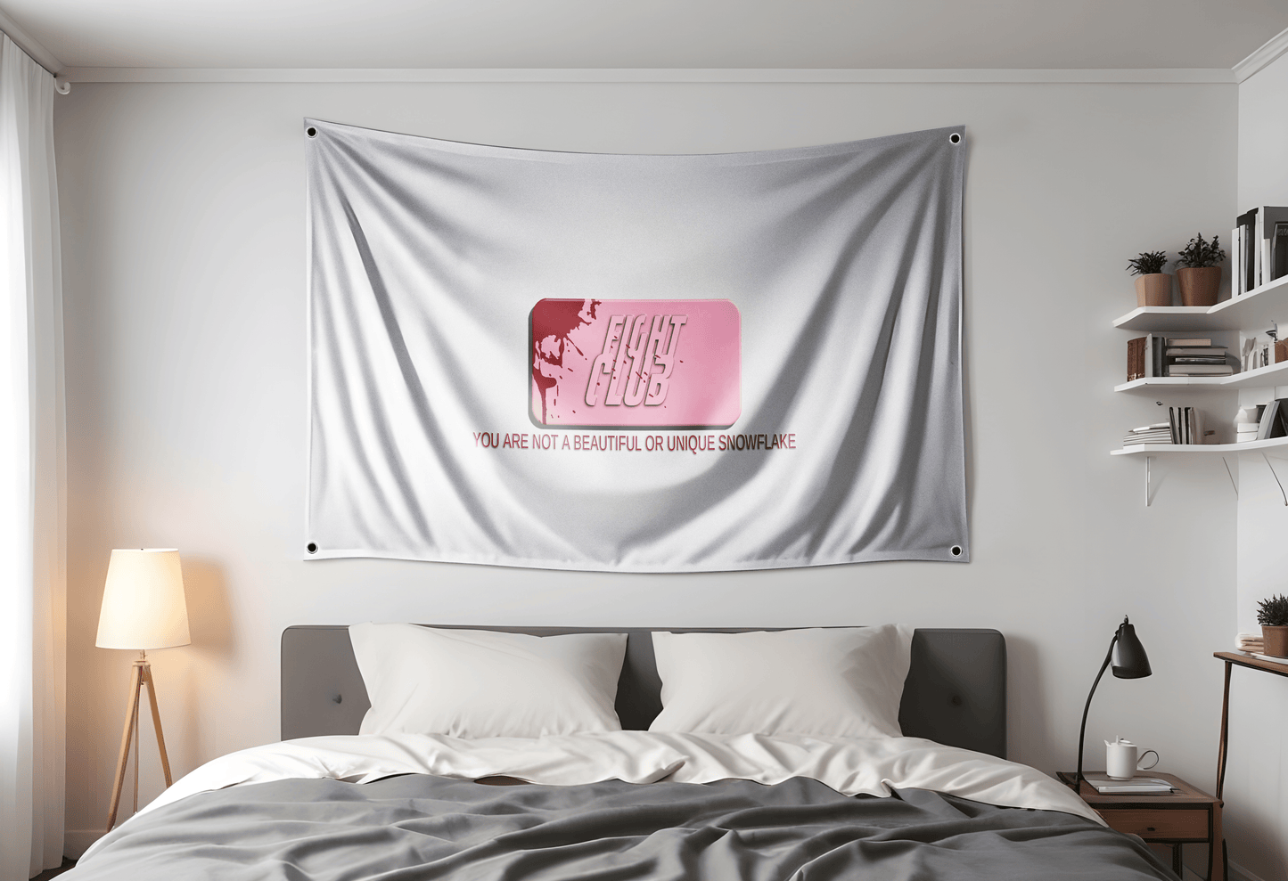 Fight Club Flag Hung Up On A Dorm Room Wall