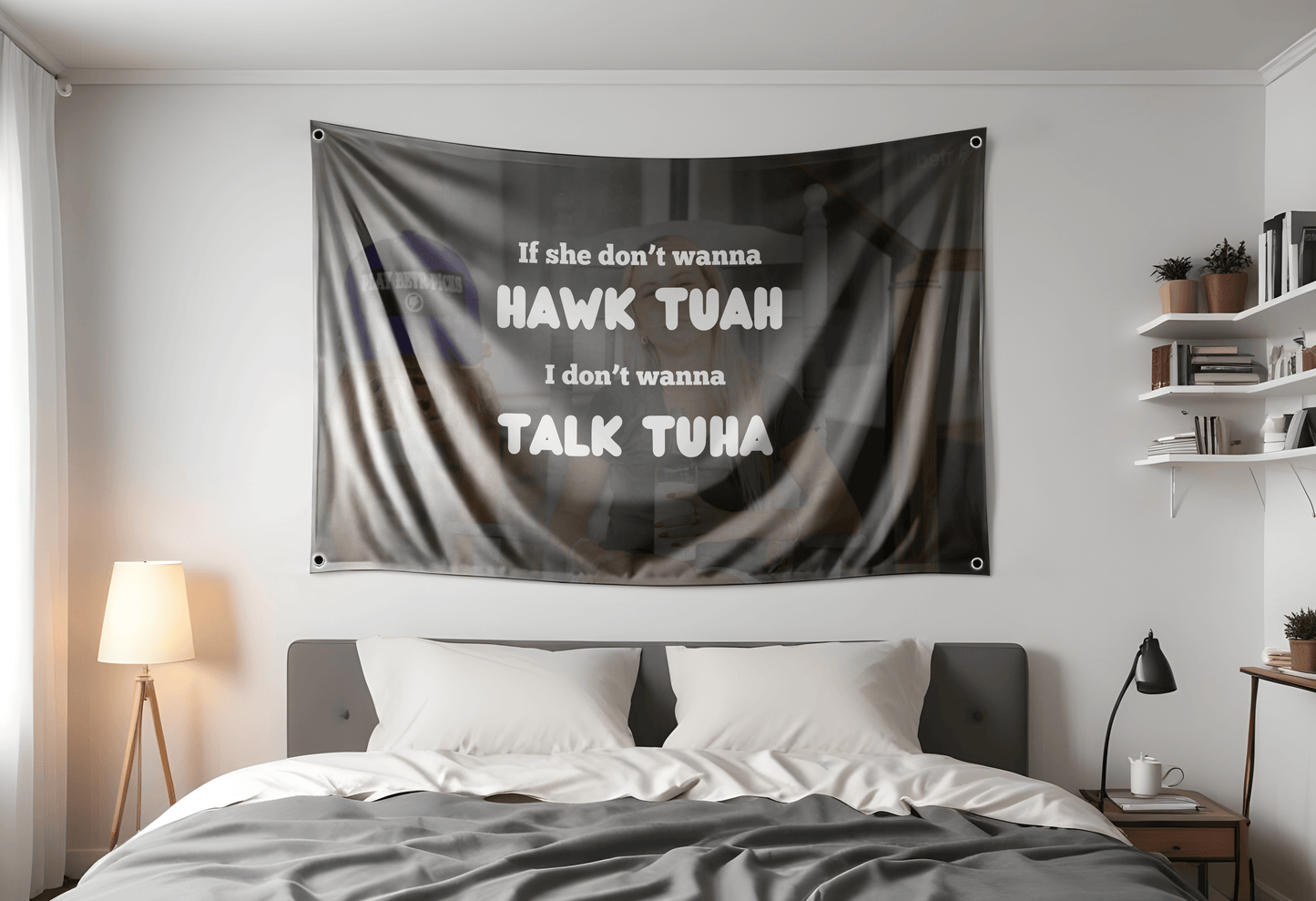 Hawk Tuah Talk Tuah Flag Hung Up