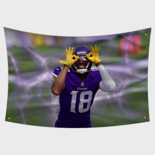 Justin Jefferson Griddy Flag, Vikings Purple Jersey