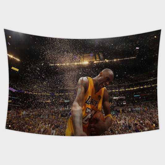 Kobe Bryant Game 7 Confetti Flag | NBA Kobe Flag Tapestry , Kobe winning game 7 covered in confetti on a flag.