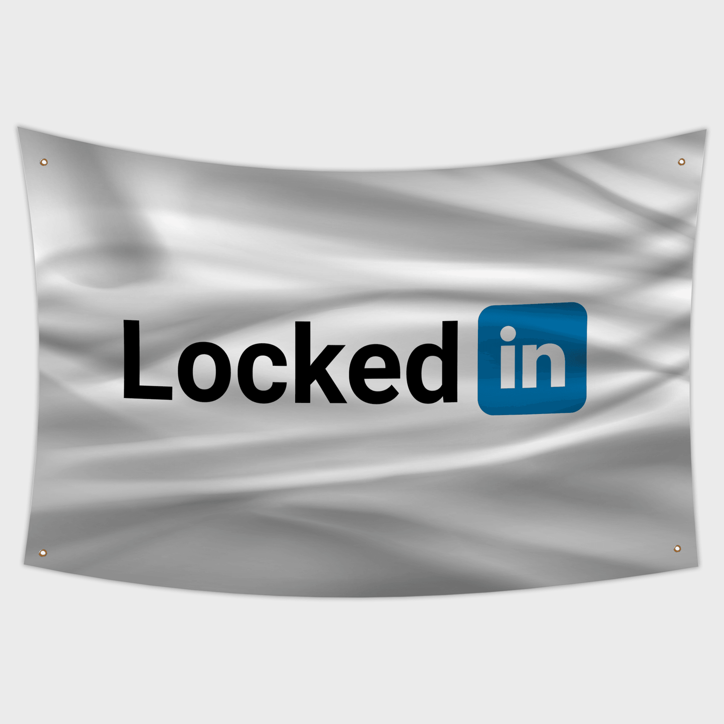 LinkedIn spelled as LockedIn, Funny Flag, White Background