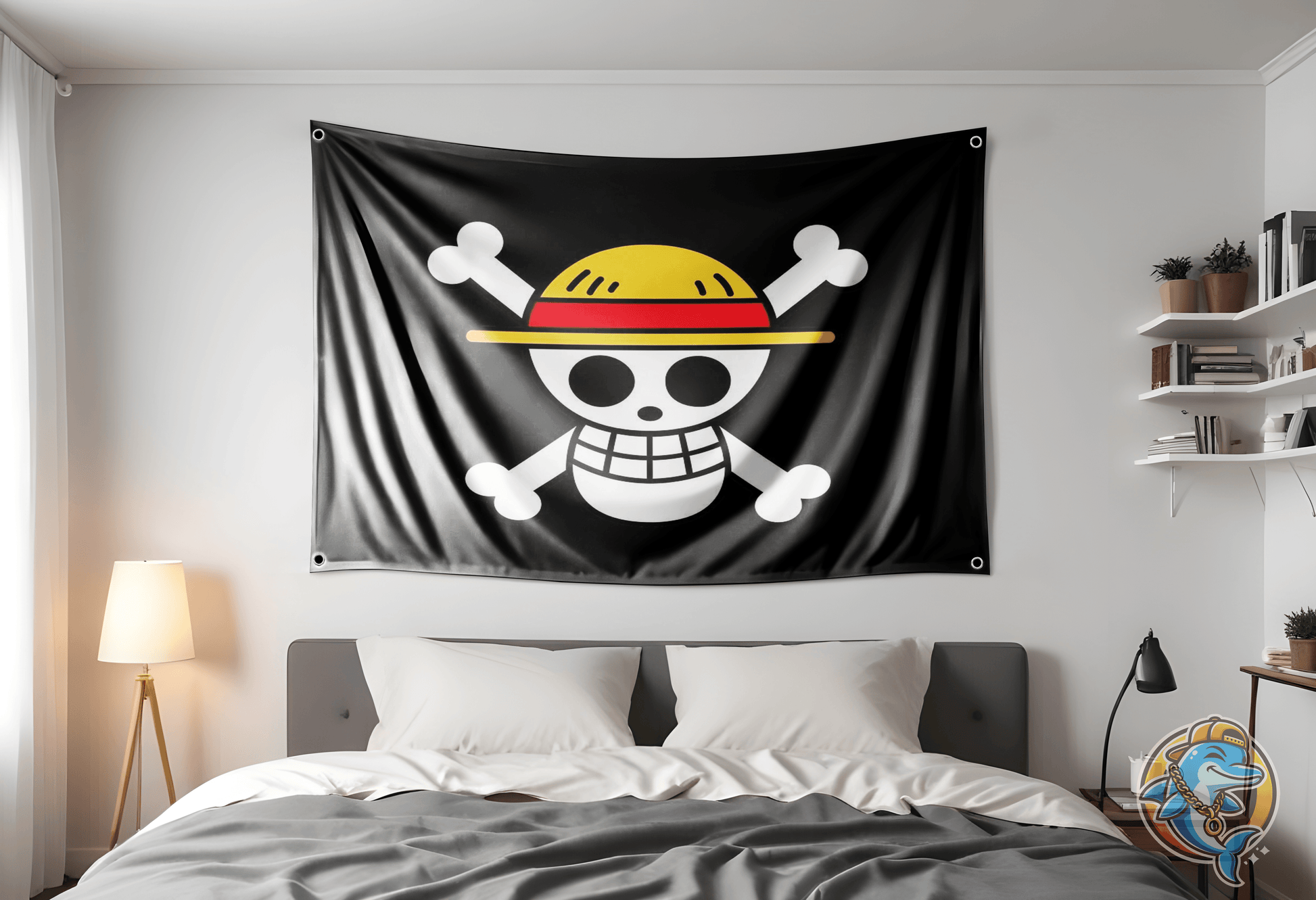 One Piece Luffy Jolly Roger Flag for dorm room