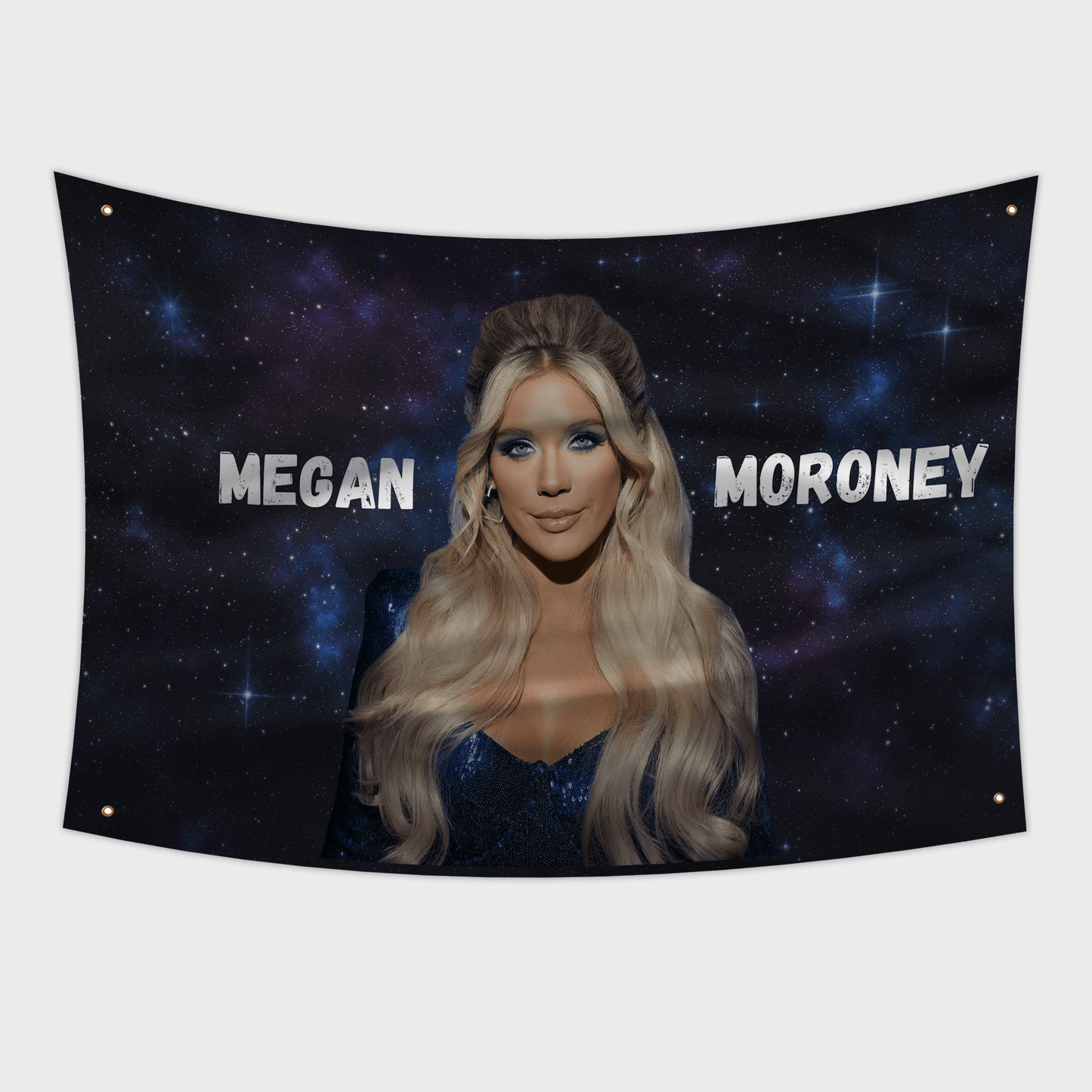 Megan Moroney Flag 3x5ft with her face and the text "Megan Moroney". Galaxy Background