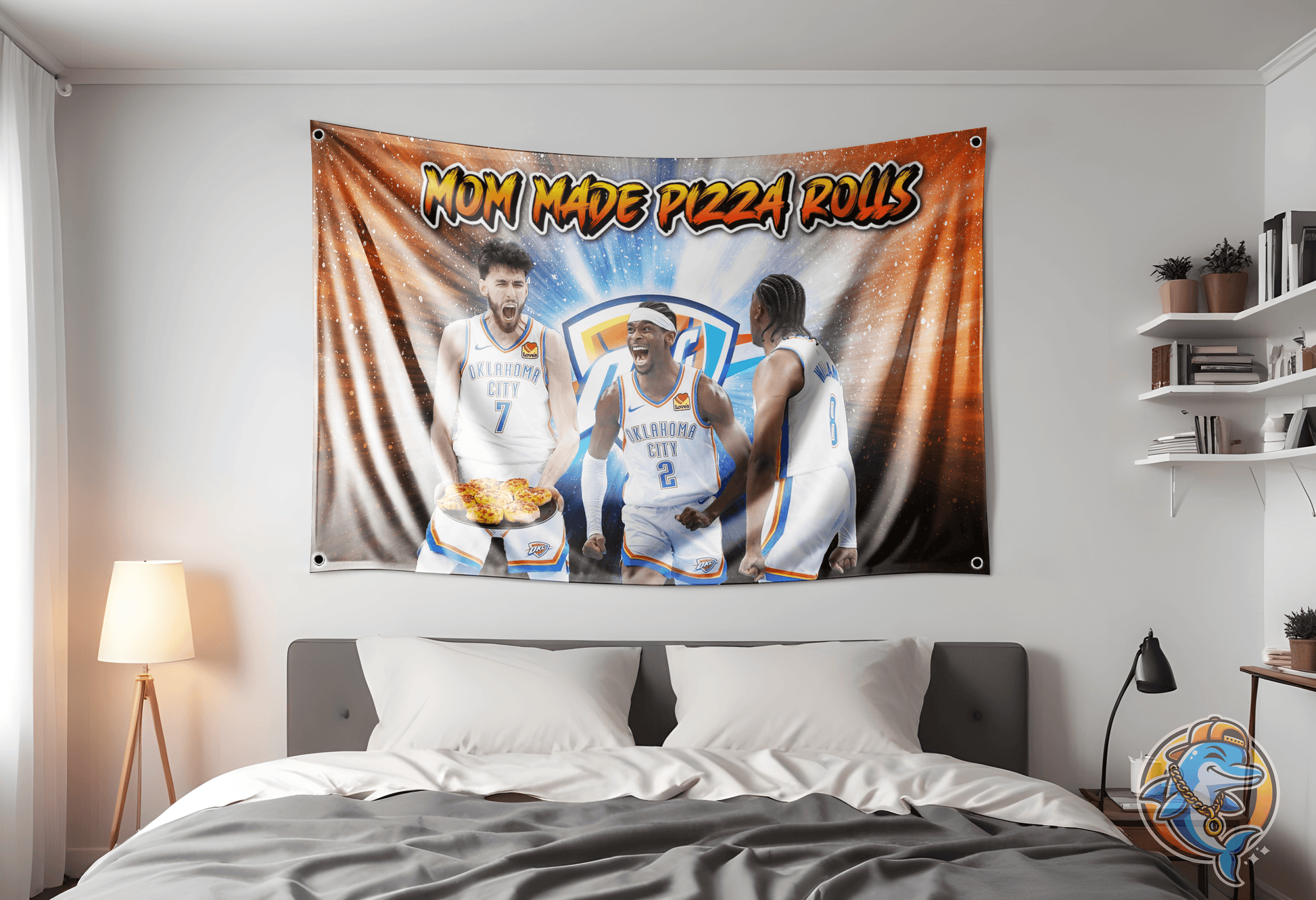 Oklahoma City Thunder Meme Flag Hung Up in dorm dorm room