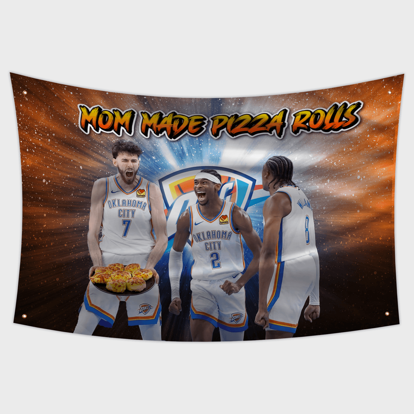 Oklahoma City Thunder flag with Mom made pizza meme