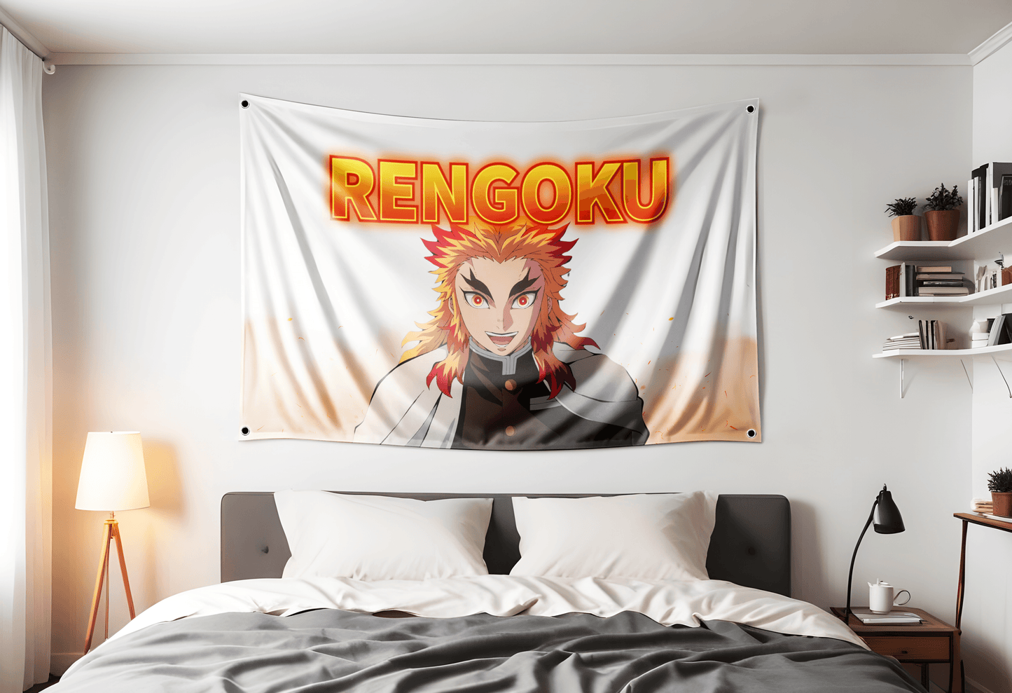 rengoku demon slayer flag in dorm room
