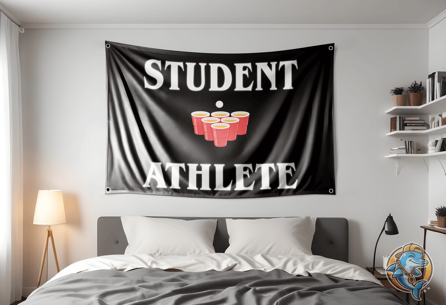 Student Athlete Beer Pong Flag Hung Up