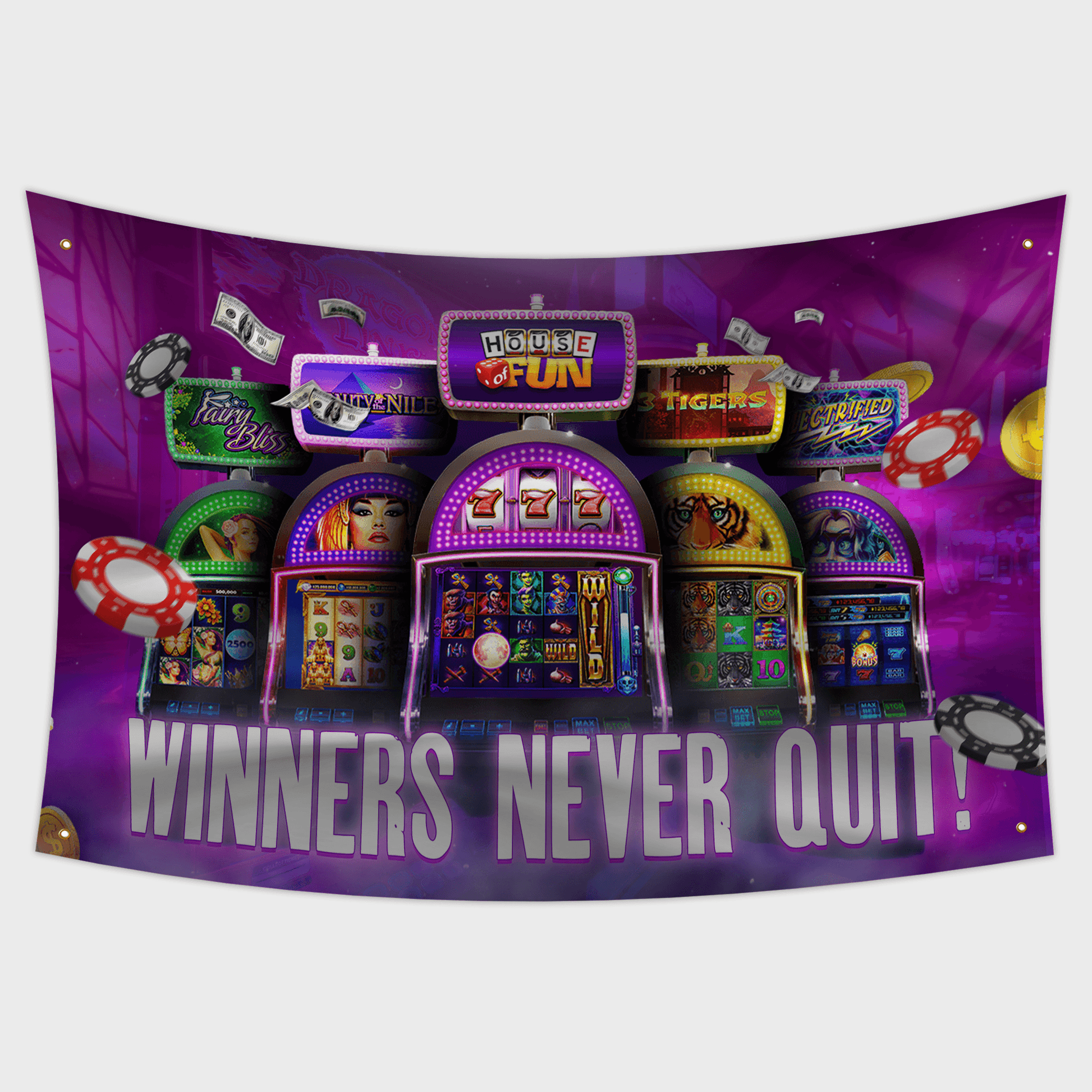 Winners Never Quit Gambling Flag