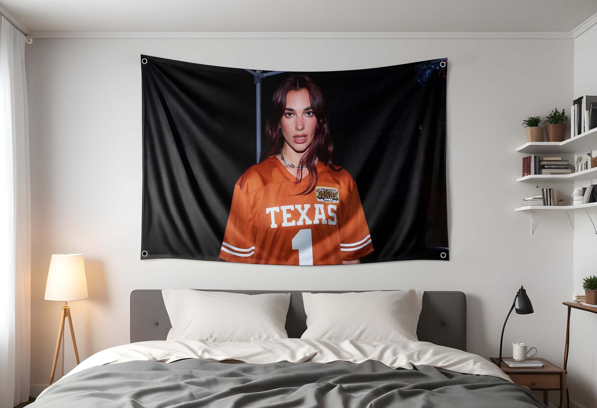 Dua Lipa Texas Longhorns Jersey Flag in room