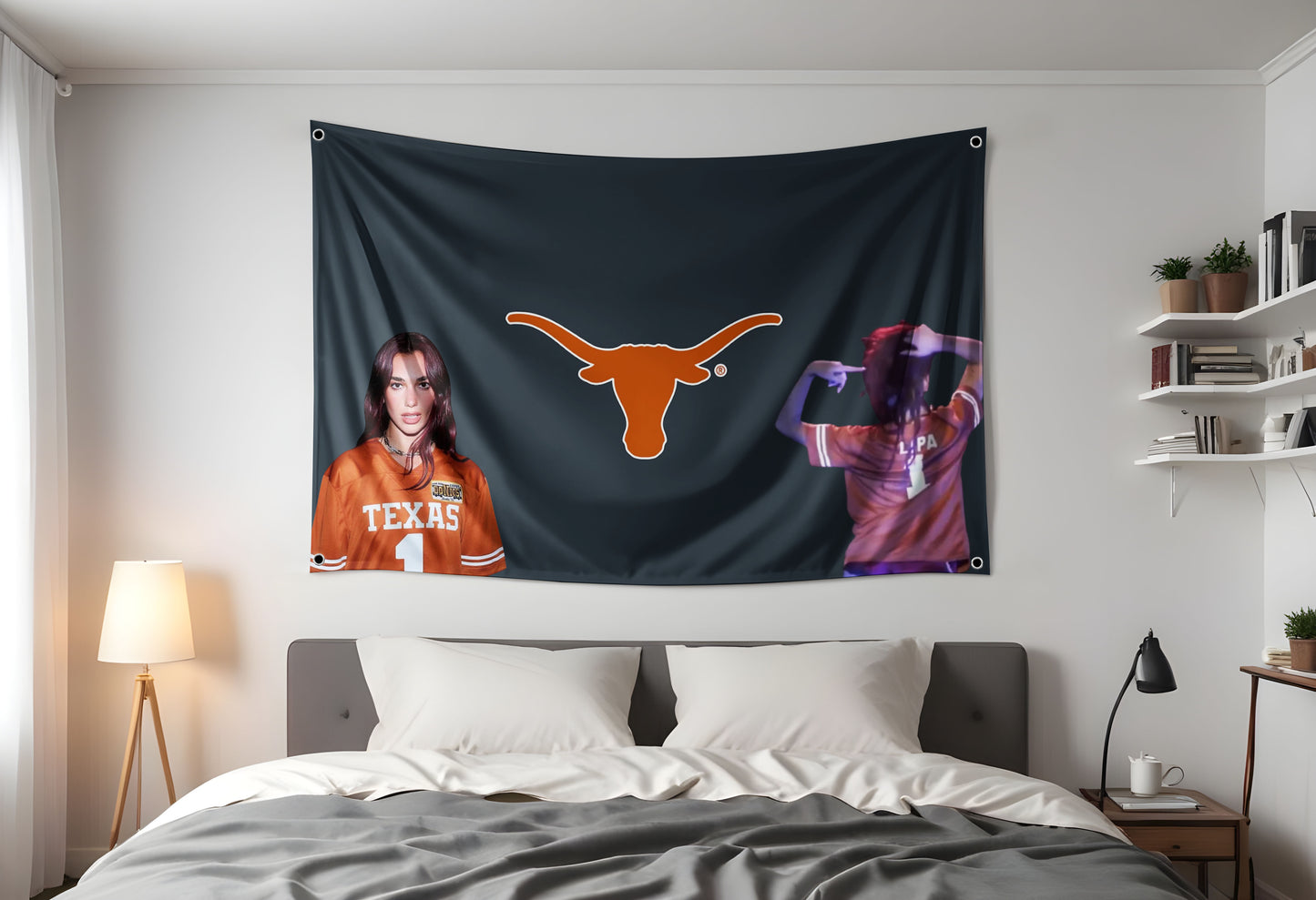 Dua Lipa Texas Flag Hung up in a dorm room