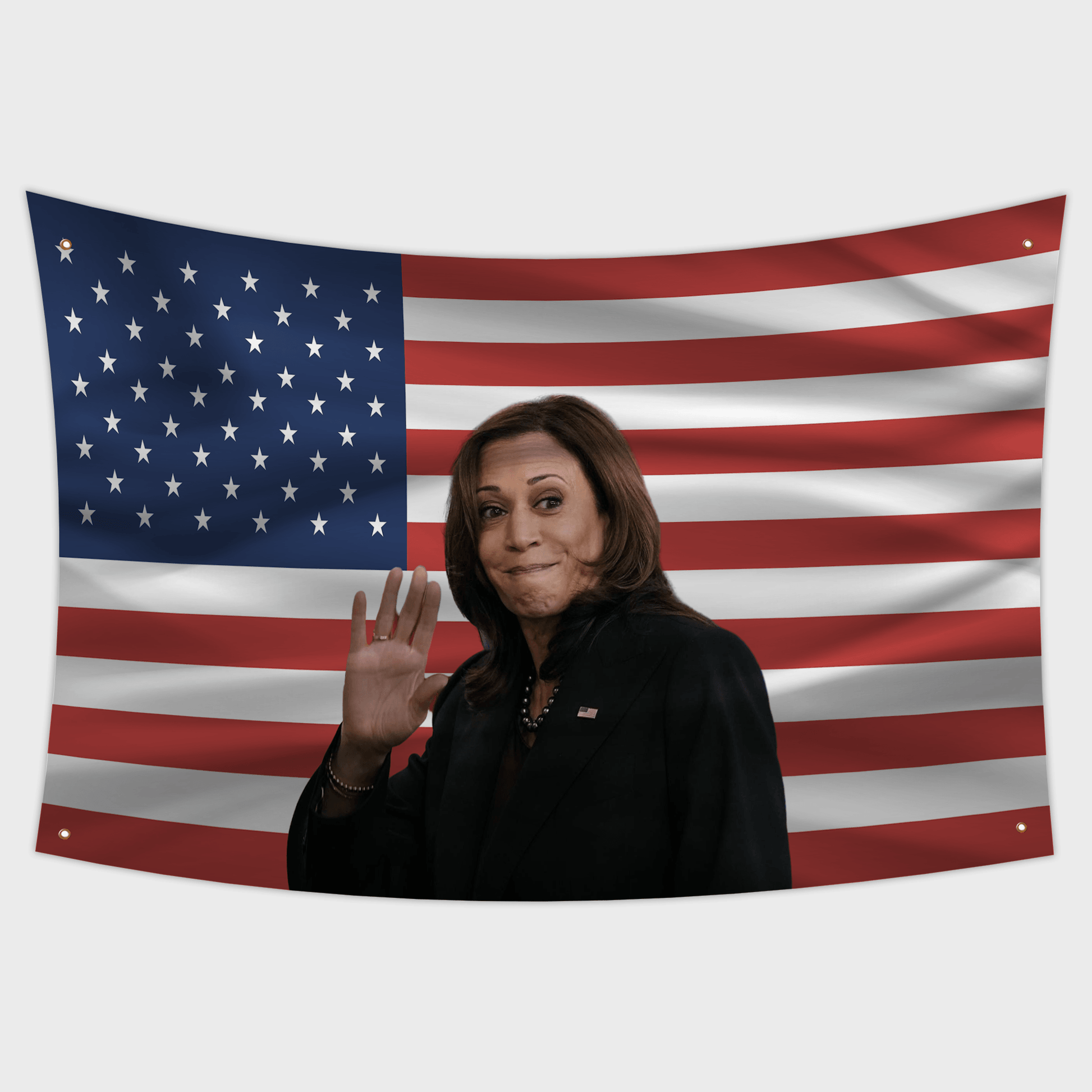 Kamala Harris waving 2024 Flag