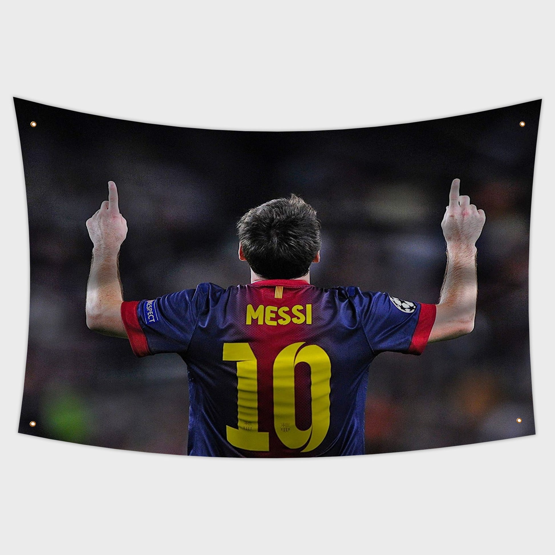 Lionel Messi on a flag