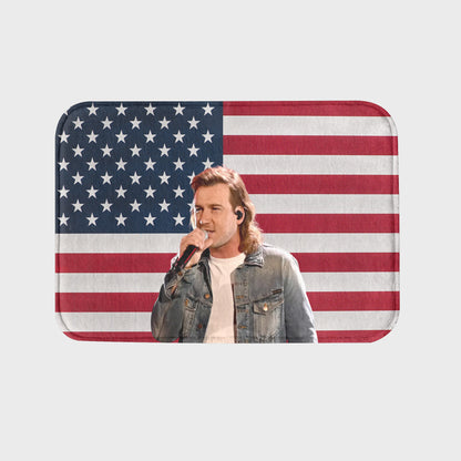 Morgan wallen on American flag rug